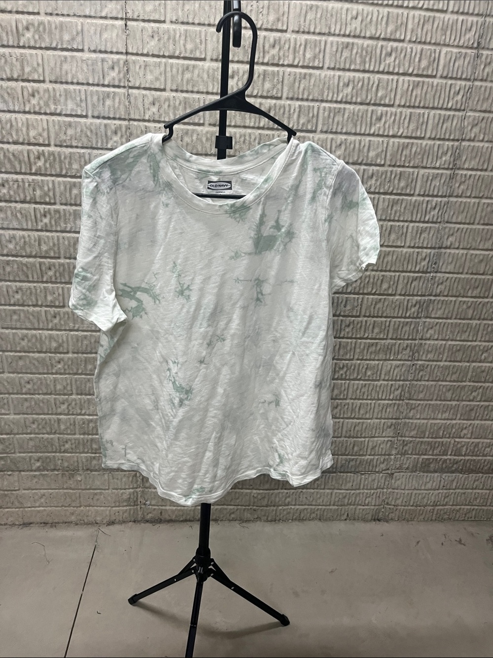 Old Navy White Tee with Mint Tie-Dye Accents - Short Sleeve